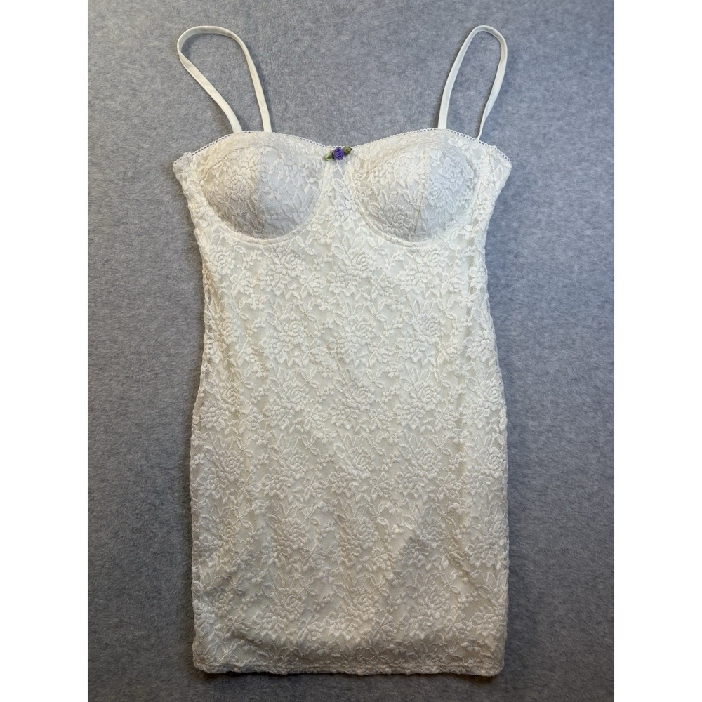 Fashion Nova White Lace Floral Corset Dress Size 1X JD17893